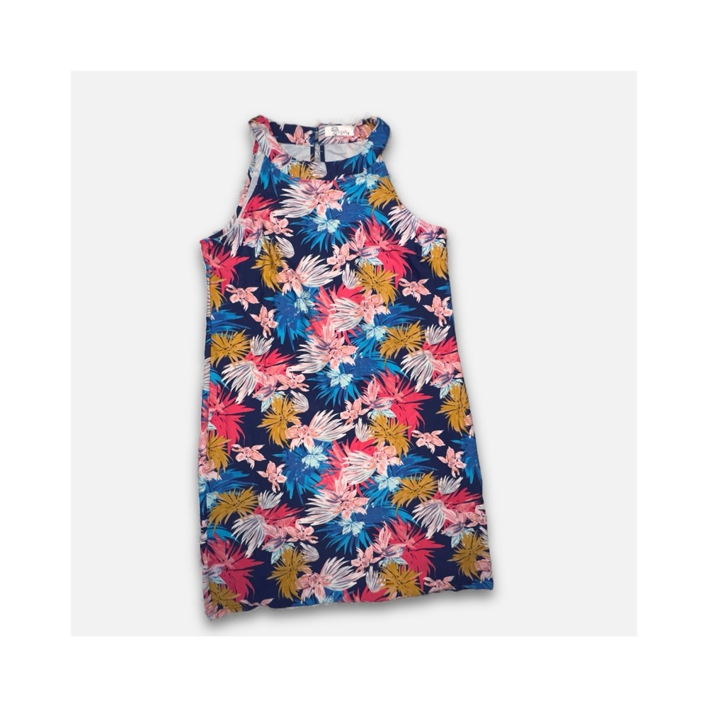 Aryeh Tropical Halter Dress | Bright Multicolor A-Line Mini | Size Small - Picture 3 of 8
